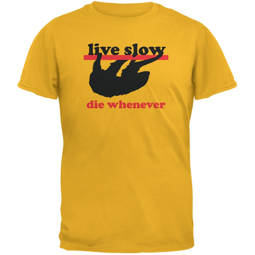 Live Slow Yellow Adult T-Shirt Men's T-Shirts Old Glory 2XL Yellow 