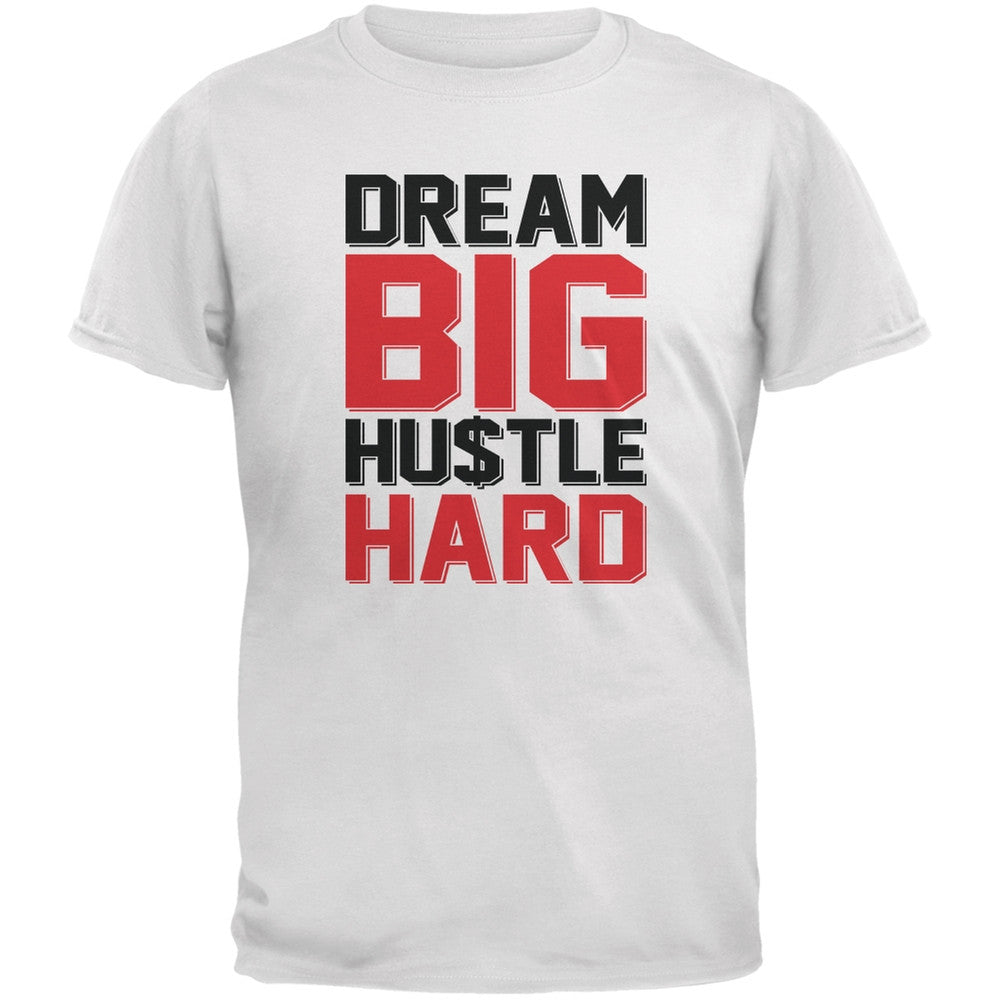 Dream Big Hustle Hard White Youth T-Shirt Youth T-Shirts Old Glory LG White 