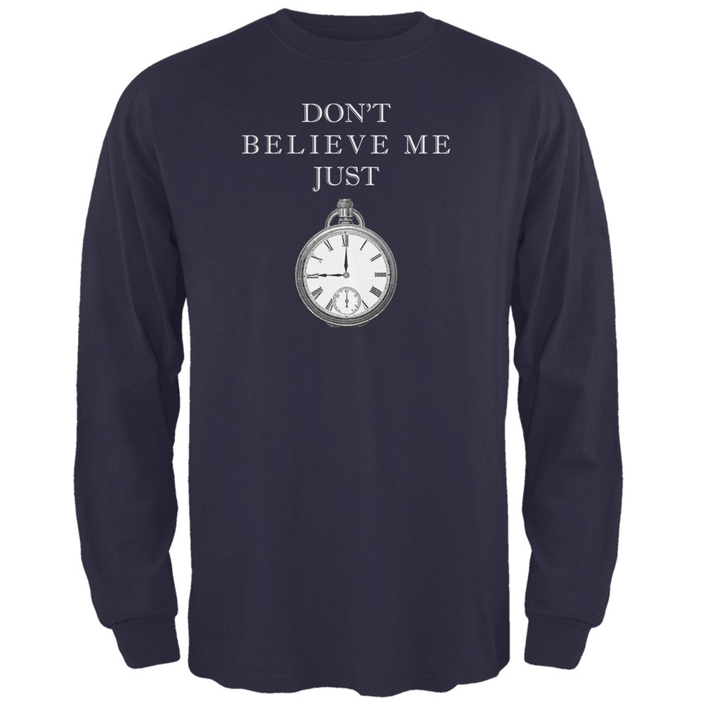 Dont Believe Me Navy Adult Long Sleeve T-Shirt Men's Long Sleeves Old Glory 2XL Blue 