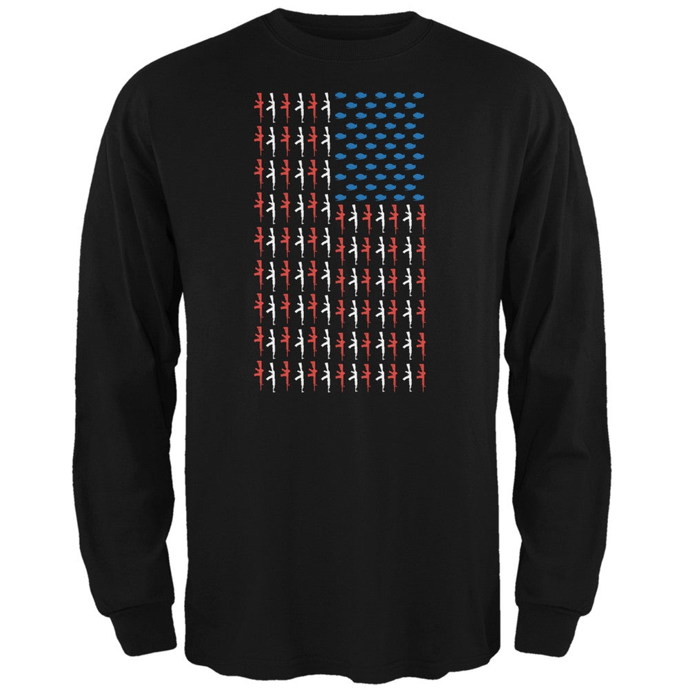 Gun Flag Black Adult Long Sleeve T-Shirt Men's Long Sleeves Old Glory 2XL Black 