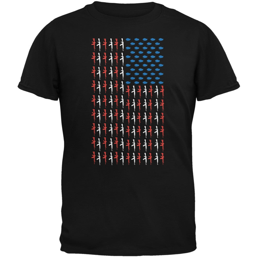 Gun Flag Black Adult T-Shirt Men's T-Shirts Old Glory 2XL Black 