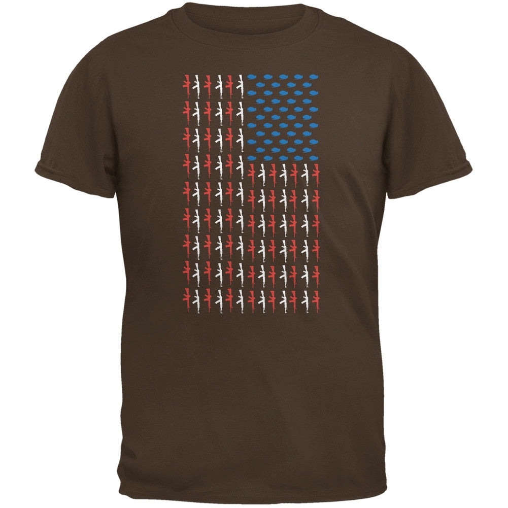 Gun Flag Brown Youth T-Shirt Youth T-Shirts Old Glory LG Brown 