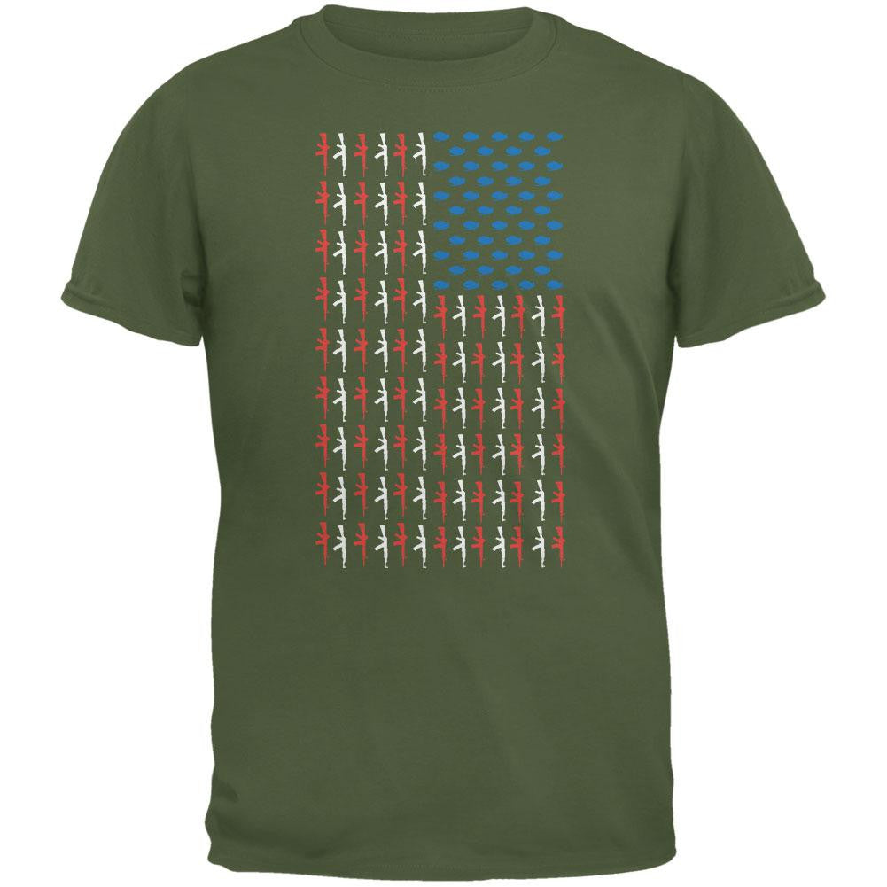 Gun Flag Military Green Adult T-Shirt Men's T-Shirts Old Glory 2XL Green 