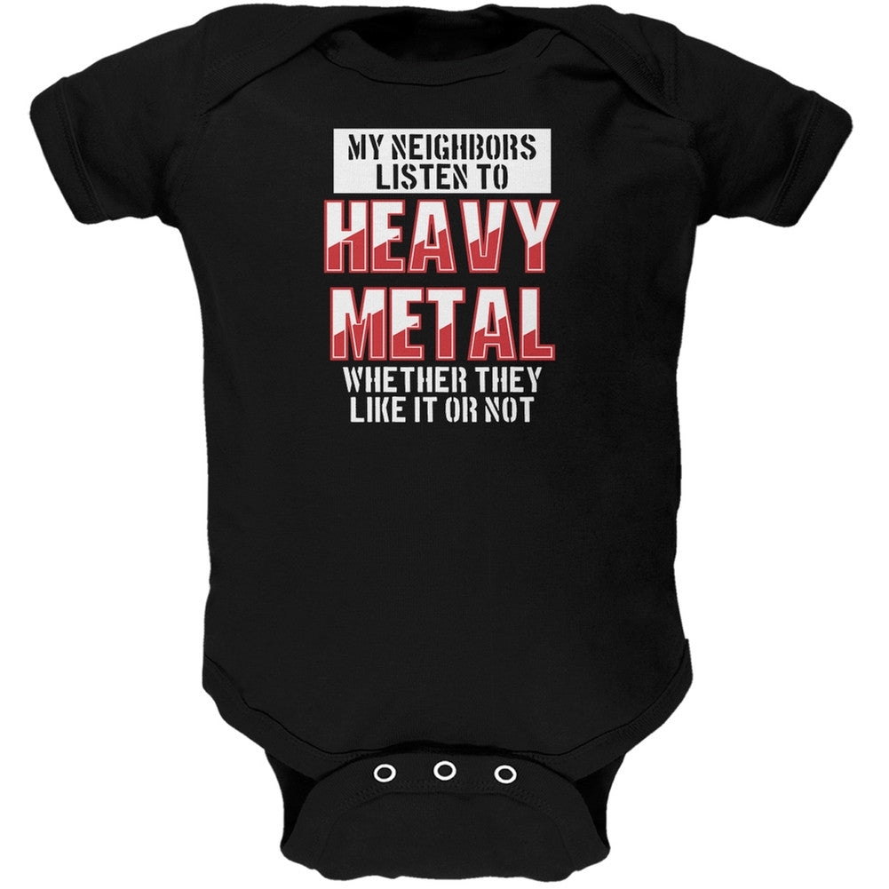 Heavy Metal Neighbors Listen Funny Black Soft Baby One Piece Baby One Piece Old Glory 0-3M Black 