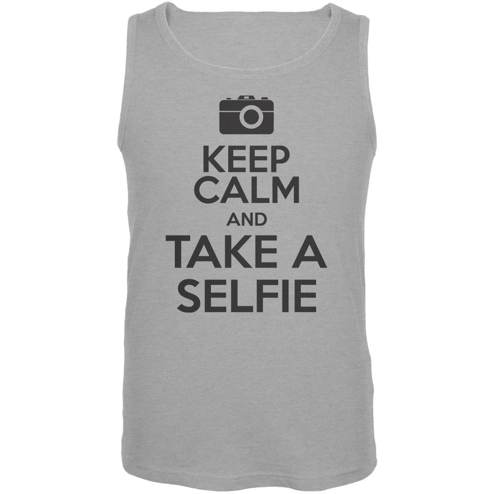 Keep Calm Take a Selfie Heather Grey Adult Tank Top Men's Tank Tops Old Glory 2XL Grey 