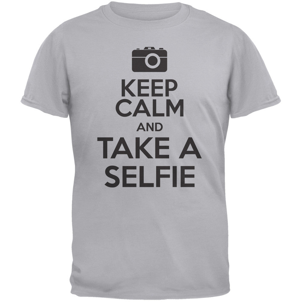 Keep Calm Take a Selfie Light Heather Grey Adult T-Shirt Men's T-Shirts Old Glory 2XL Grey 