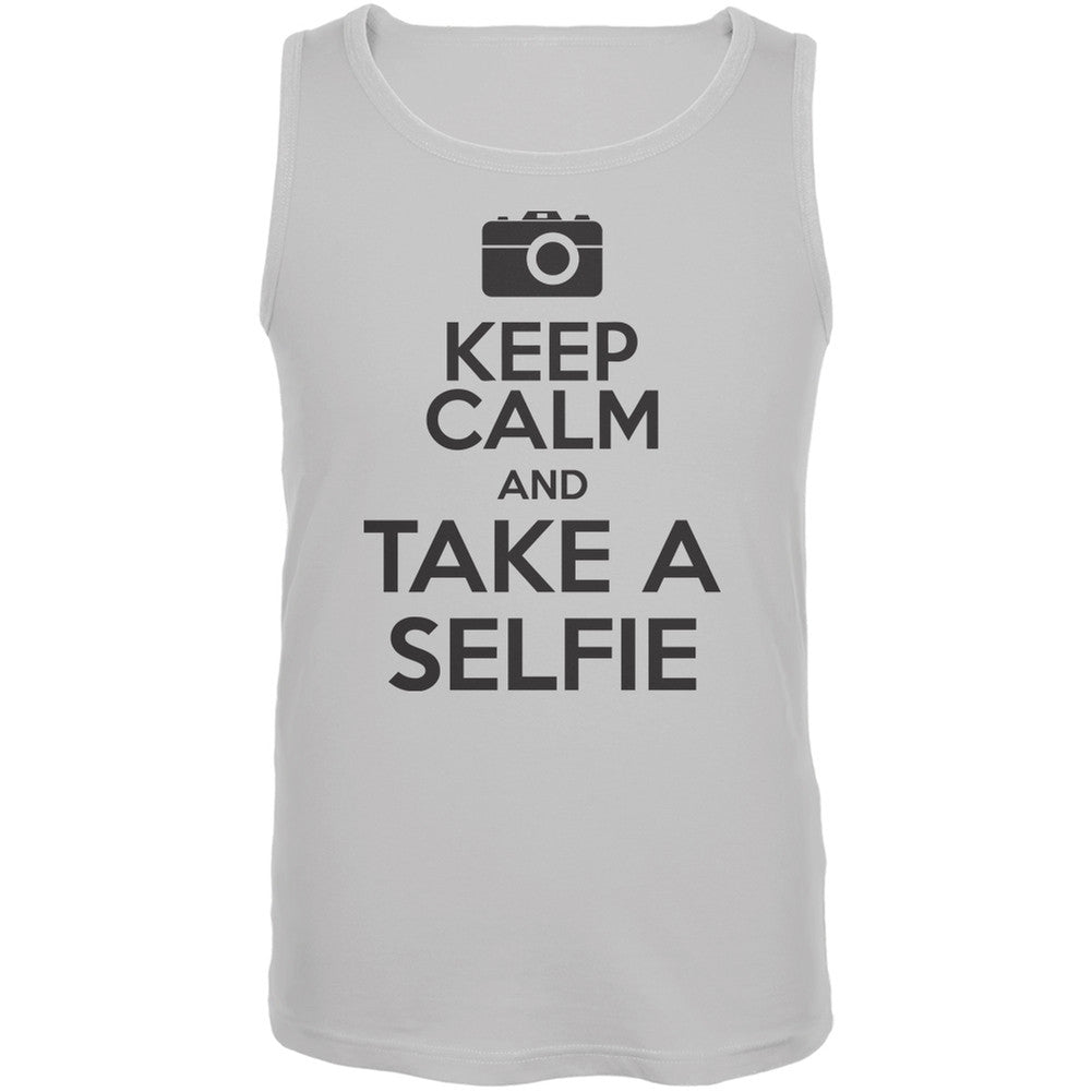 Keep Calm Take a Selfie White Adult Tank Top Men's Tank Tops Old Glory 2XL White 