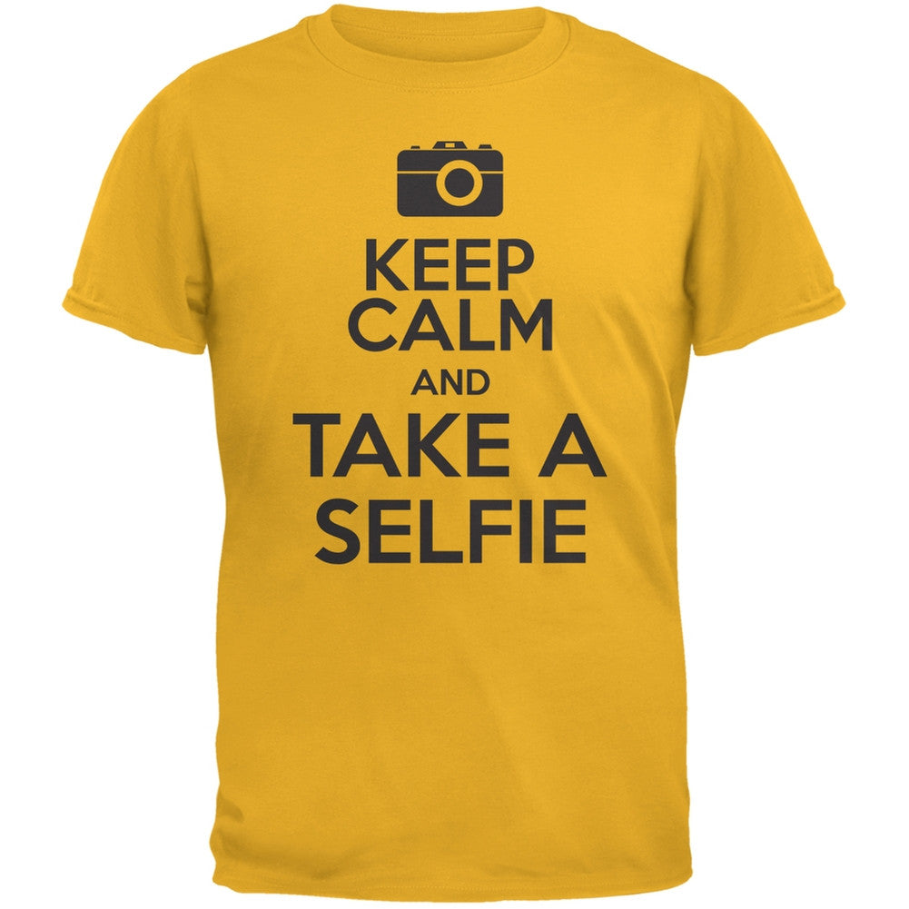 Keep Calm Take a Selfie Yellow Adult T-Shirt Men's T-Shirts Old Glory 2XL Yellow 