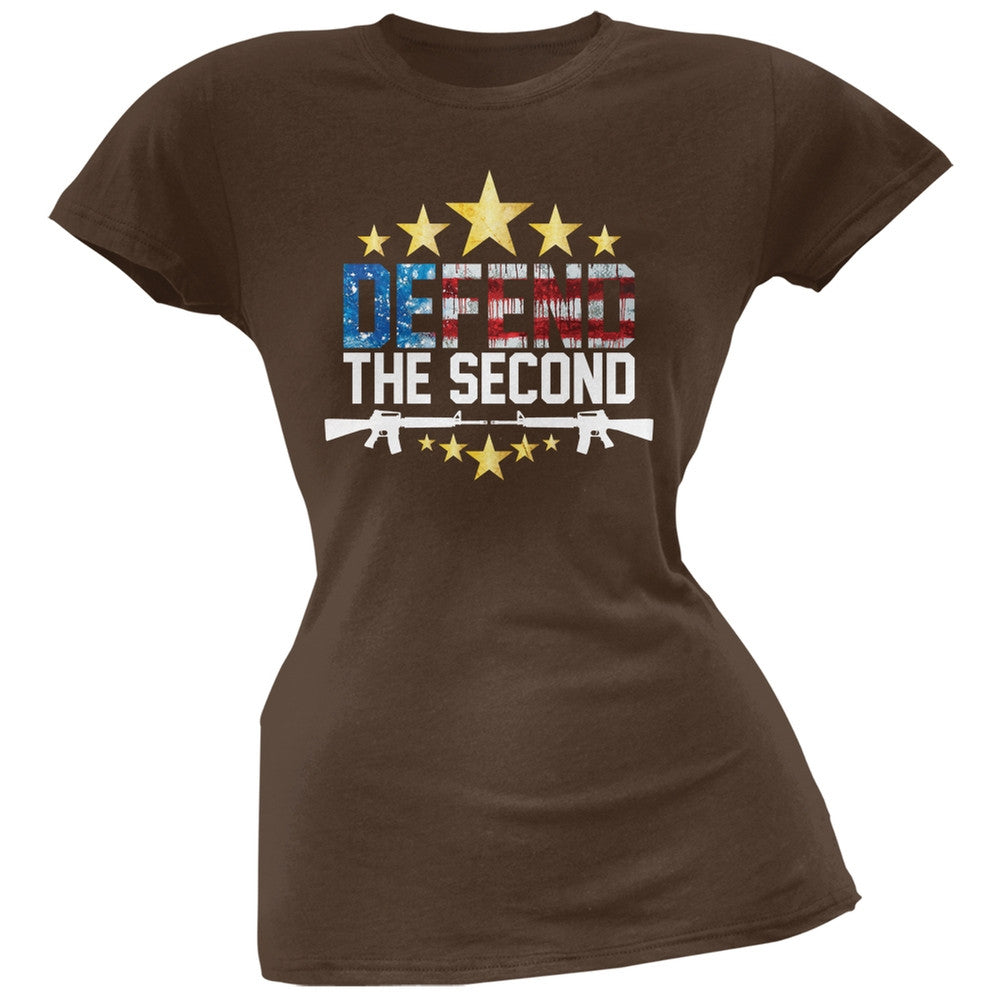 Defend The Second Brown Soft Juniors T-Shirt Juniors T-Shirts Old Glory 2XL Brown 