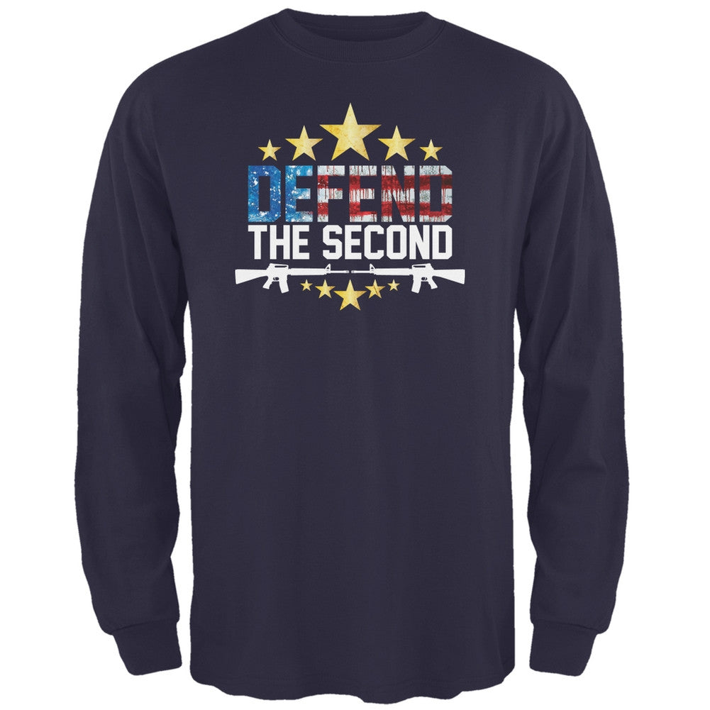 Defend The Second Navy Adult Long Sleeve T-Shirt Men's Long Sleeves Old Glory 2XL Blue 