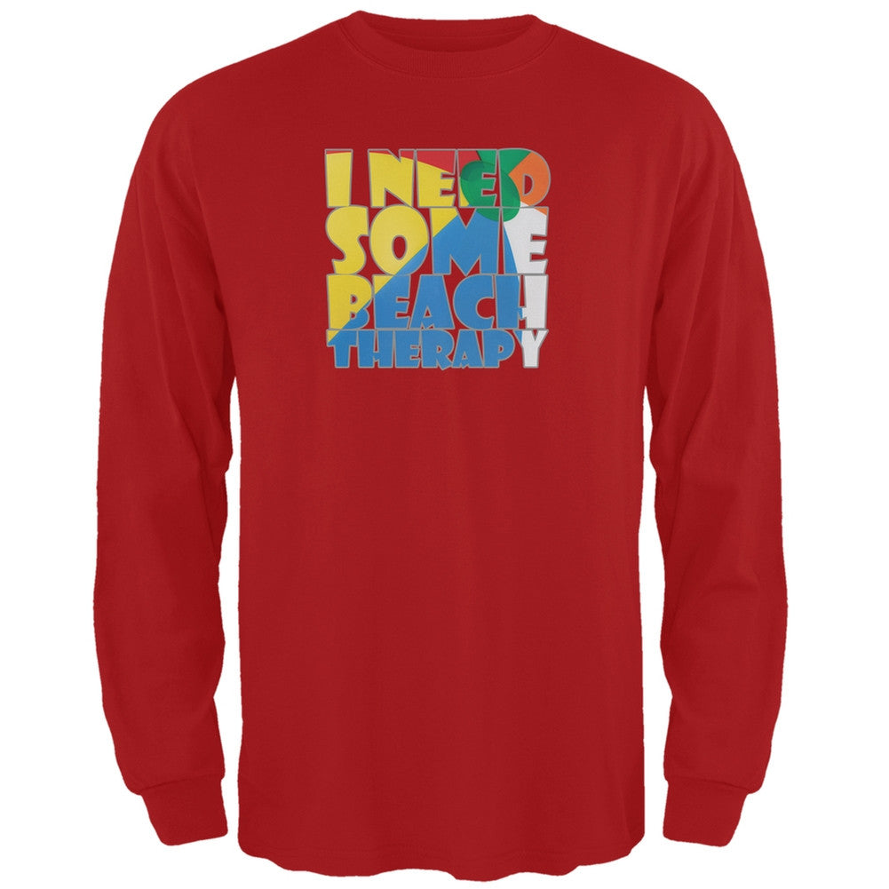 Beach Therapy Red Adult Long Sleeve T-Shirt Men's Long Sleeves Old Glory 2XL Red 