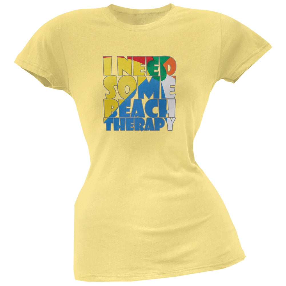 Beach Therapy Yellow Juniors Soft T-Shirt Juniors T-Shirts Old Glory 2XL Yellow 