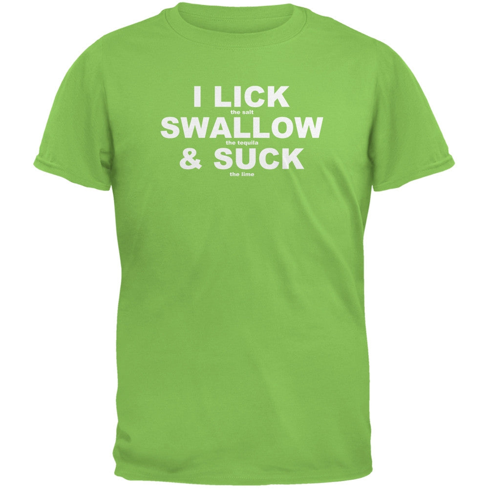 Cinco De Mayo - Lick Swallow Suck Funny Tequila Forest Green Adult T-Shirt Men's T-Shirts Old Glory   