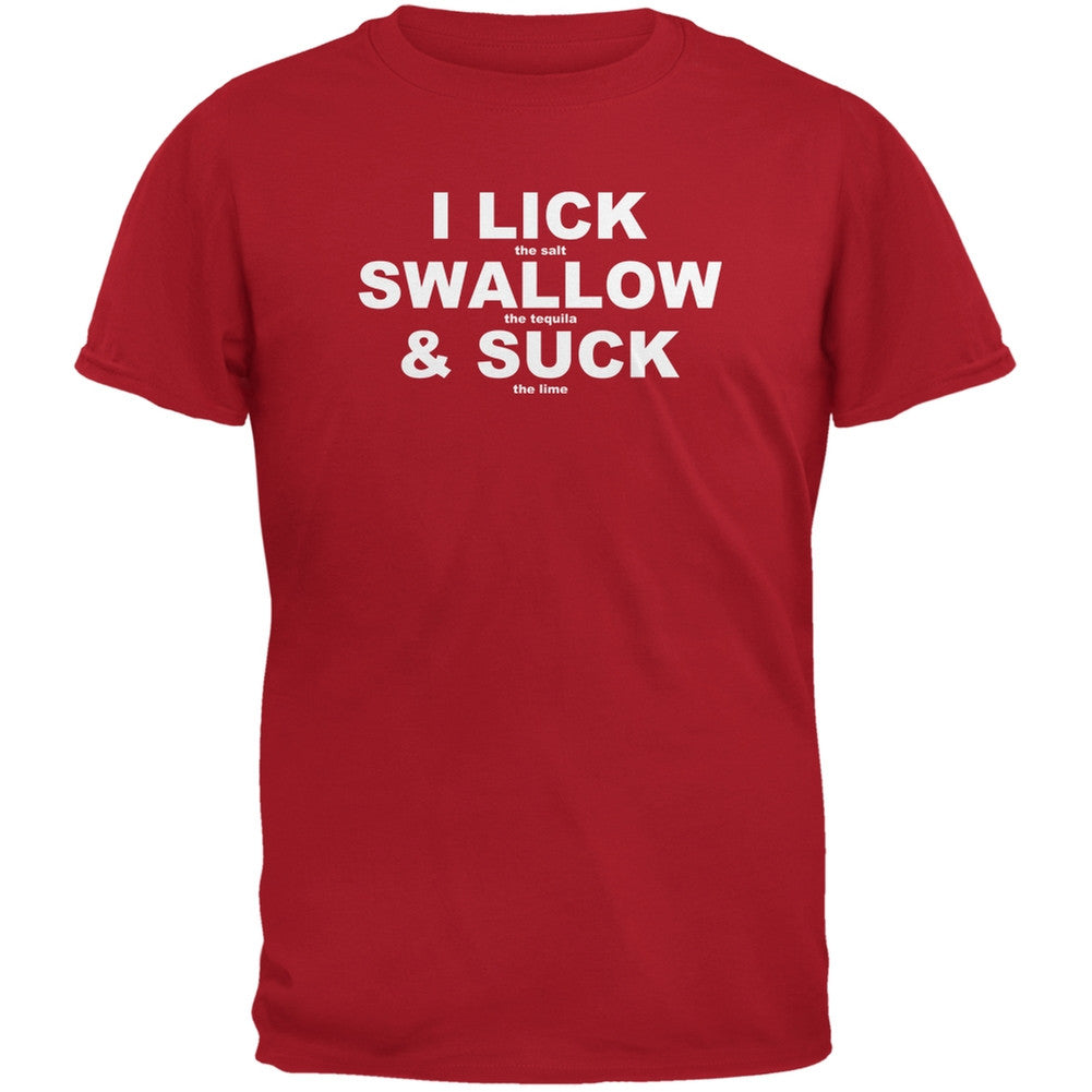 Cinco De Mayo - Lick Swallow Suck Funny Tequila Red Adult T-Shirt Men's T-Shirts Old Glory SM Red 