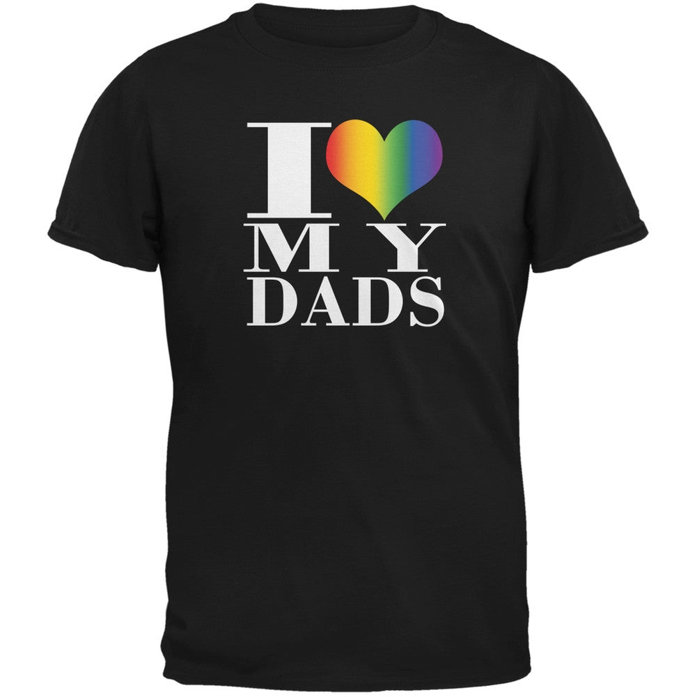 Father's Day I Love My Gay Dads Pride Heart Black Adult T-Shirt Men's T-Shirts Old Glory 2XL Black 
