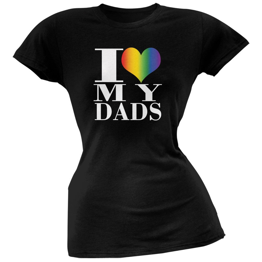 Father's Day I Love My Gay Dads Pride Heart Black Juniors Soft T-Shirt Juniors T-Shirts Old Glory 2XL Black 