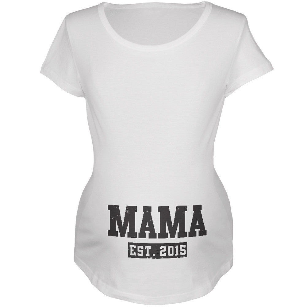 Mama Est. 2015 White Maternity Soft T-Shirt Maternity T-Shirts Old Glory 2XL White 