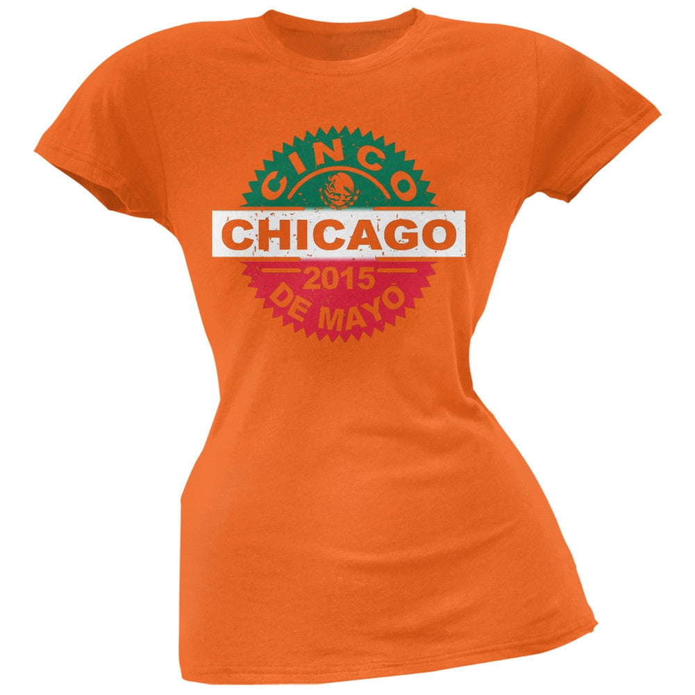 Cinco De Mayo - Chicago Orange Juniors Soft T-Shirt Juniors T-Shirts Old Glory   