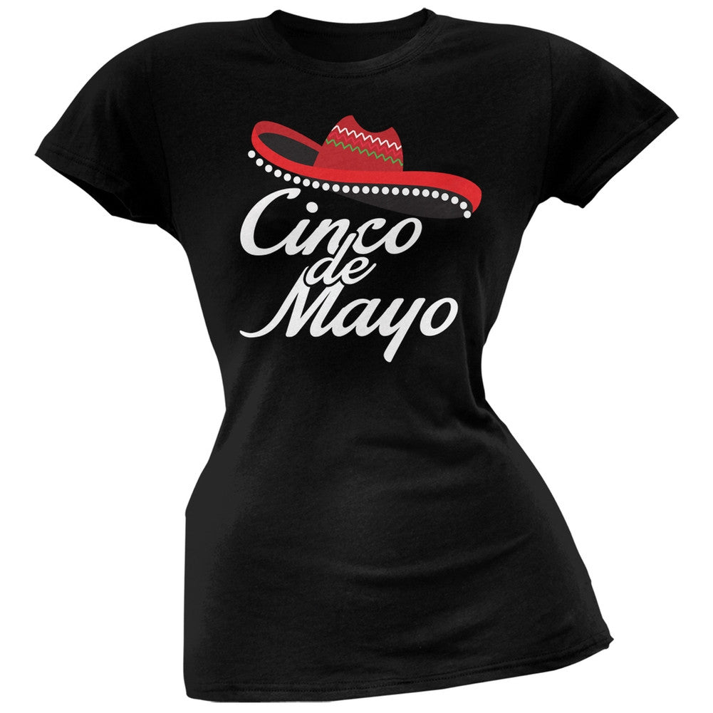 Cinco De Mayo - Celebration Black Juniors Soft T-Shirt Juniors T-Shirts Old Glory   