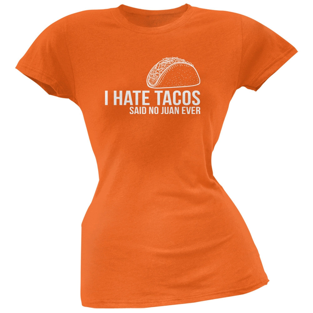 Cinco de Mayo - I Hate Tacos Black Juniors Soft T-Shirt Juniors T-Shirts Old Glory   