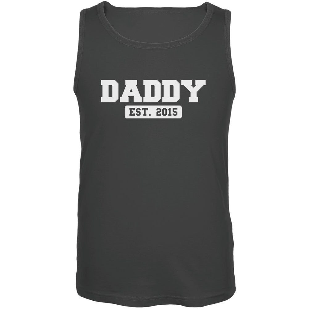 Father's Day Daddy Est. 2015 Charcoal Grey Adult Tank Top Men's Tank Tops Old Glory 2XL Grey 