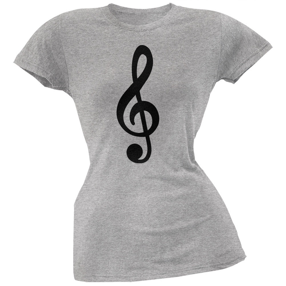 Treble Clef Heather Grey Soft Juniors T-Shirt Juniors T-Shirts Old Glory 2XL Grey 