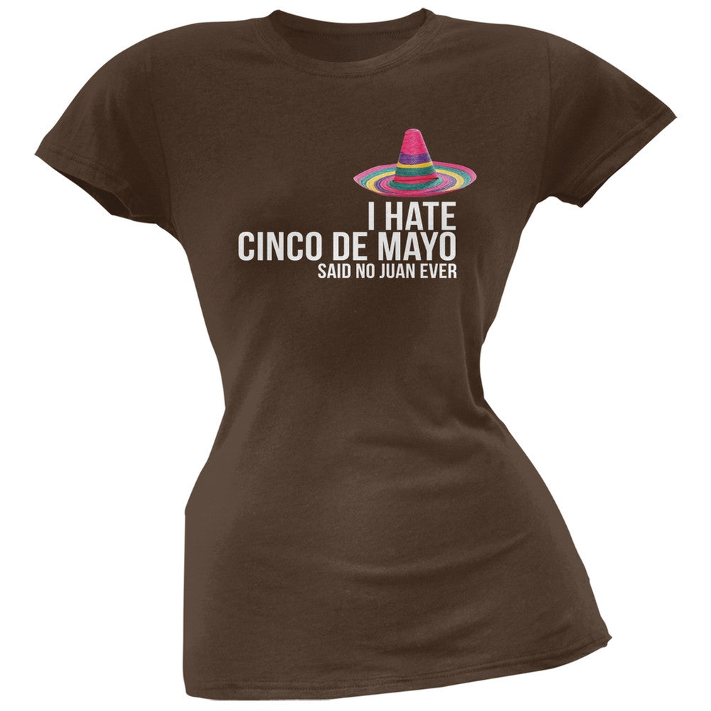 Cinco De Mayo - I Hate Cinco de Mayo Black Juniors Soft T-Shirt Juniors T-Shirts Old Glory   