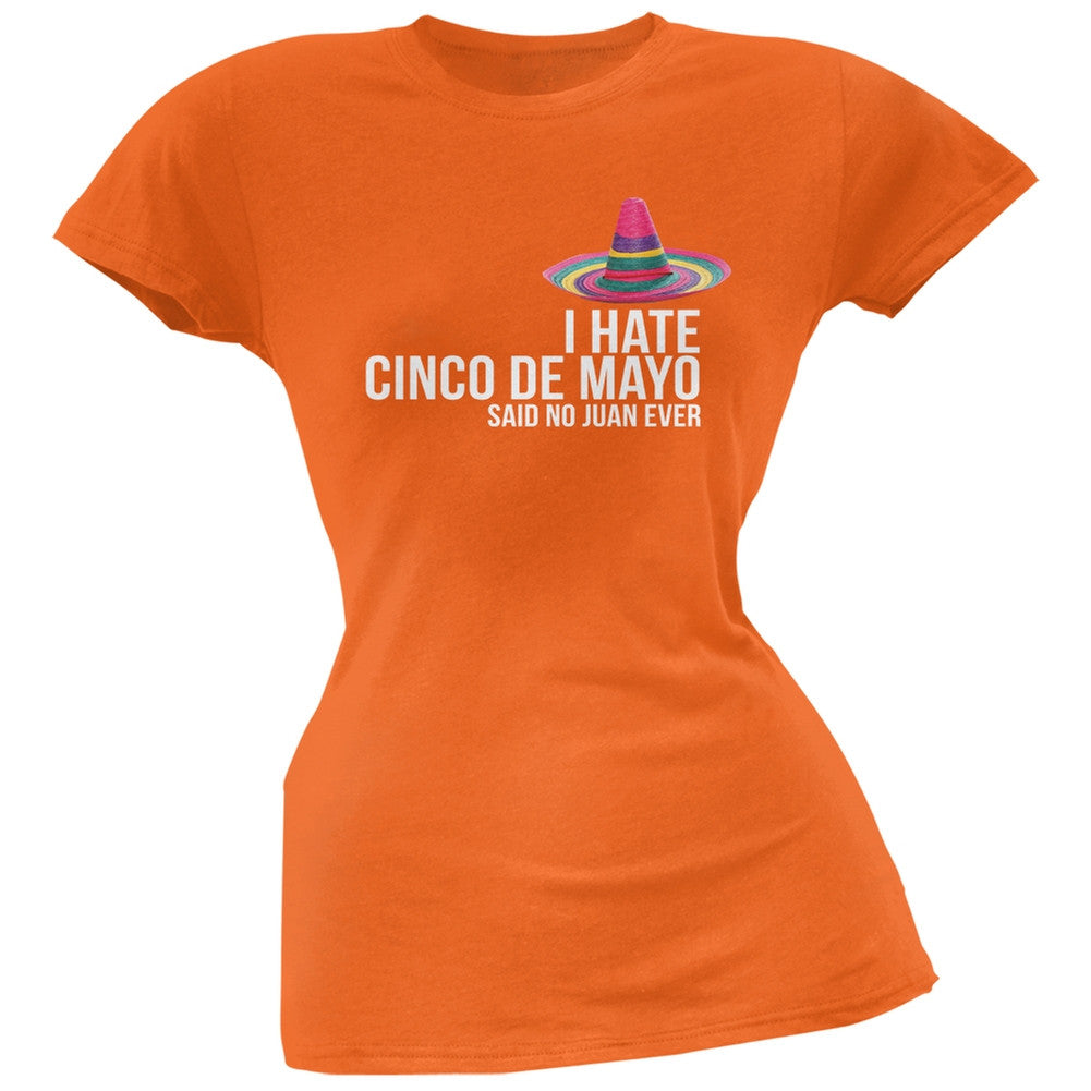 Cinco De Mayo - I Hate Cinco de Mayo Black Juniors Soft T-Shirt Juniors T-Shirts Old Glory   