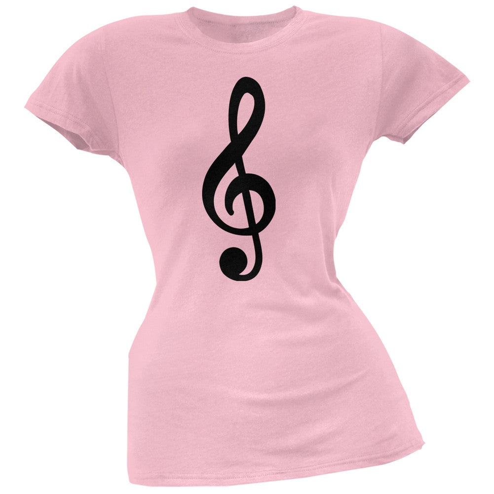 Treble Clef Light Pink Soft Juniors T-Shirt Juniors T-Shirts Old Glory 2X Pink 