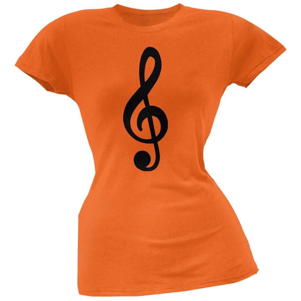 Treble Clef Orange Soft Juniors T-Shirt Juniors T-Shirts Old Glory 2XL Orange 