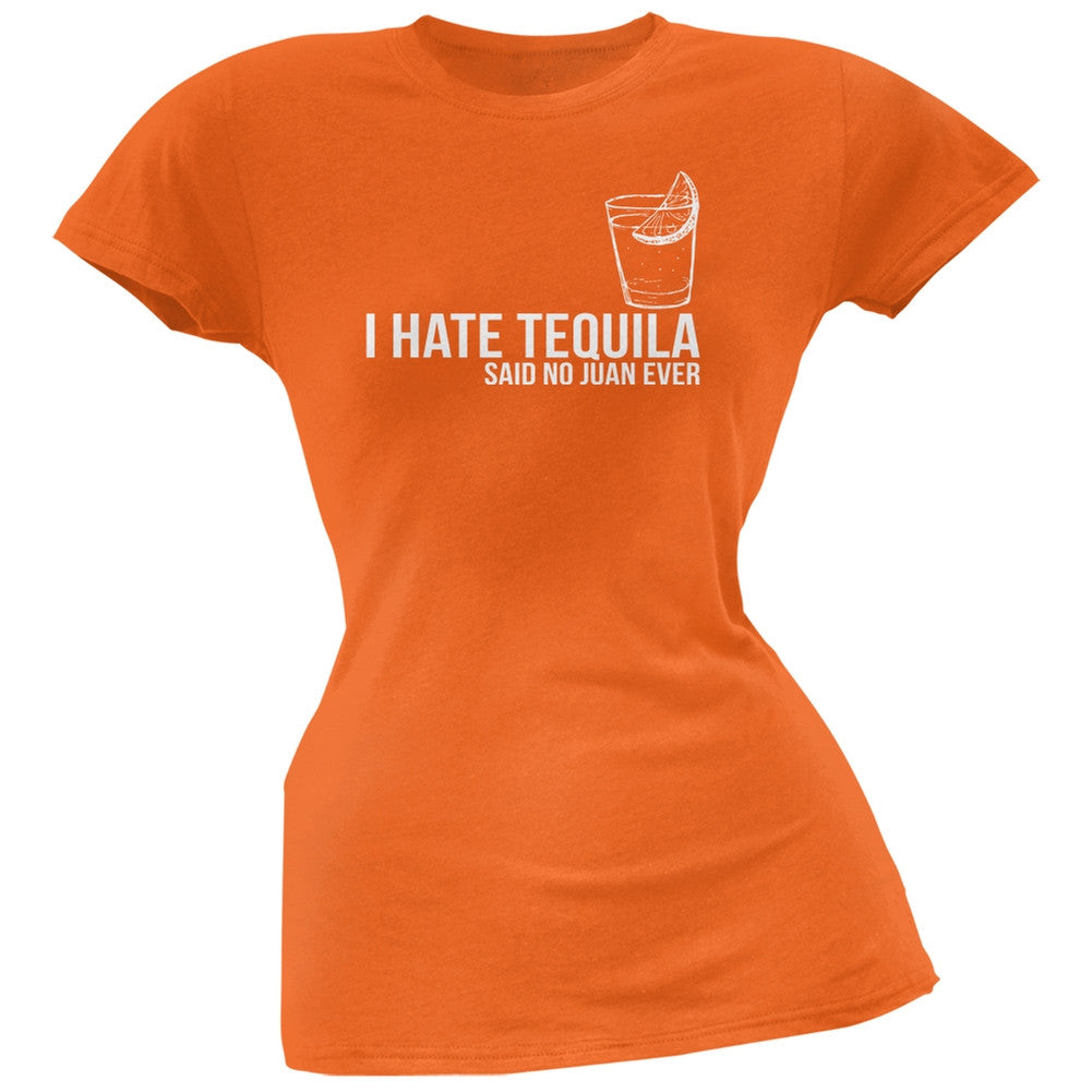 Cinco de Mayo - I Hate Tequila Black Juniors Soft T-Shirt Juniors T-Shirts Old Glory SM Orange 