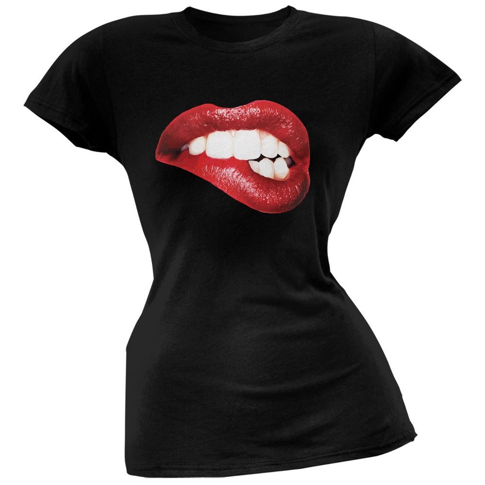 Sexy Lips Black Soft Juniors T-Shirt Juniors T-Shirts Old Glory 2XL Black 