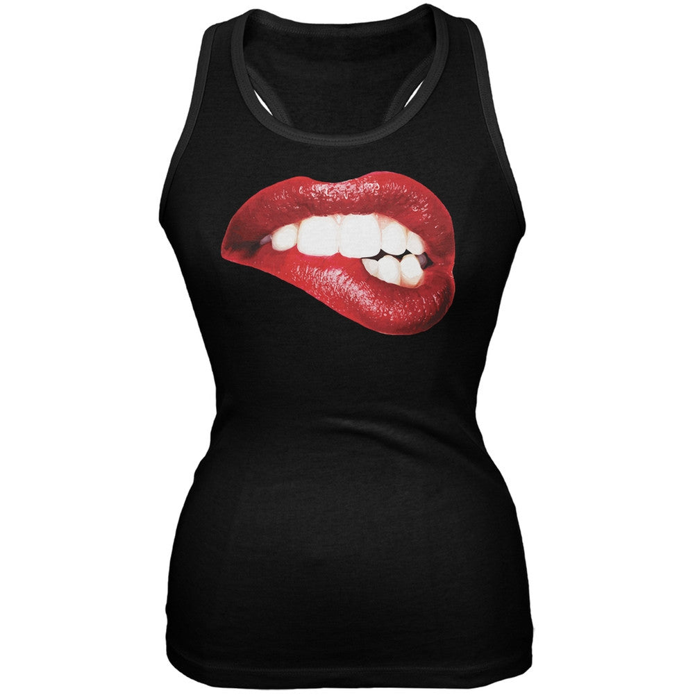 Sexy Lips Black Soft Juniors Tank Juniors Tank Tops Old Glory SM  