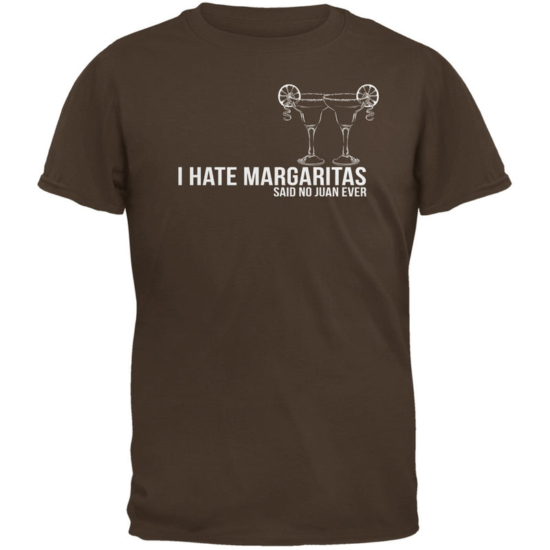 Cinco de Mayo - I Hate Margaritas Black Adult T-Shirt Men's T-Shirts Old Glory SM Brown 