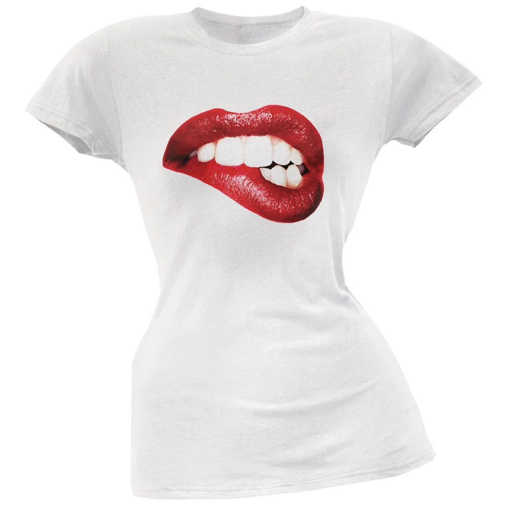 Sexy Lips White Soft Juniors T-Shirt Juniors T-Shirts Old Glory 2XL White 