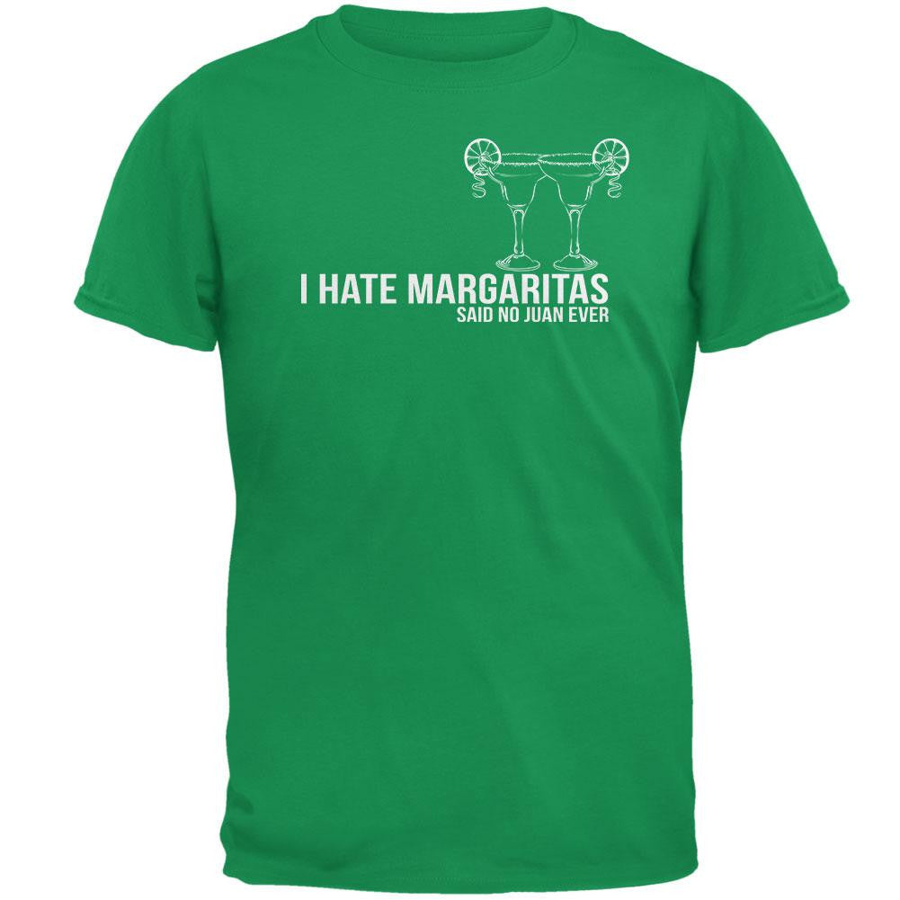 Cinco de Mayo - I Hate Margaritas Black Adult T-Shirt Men's T-Shirts Old Glory SM Green 