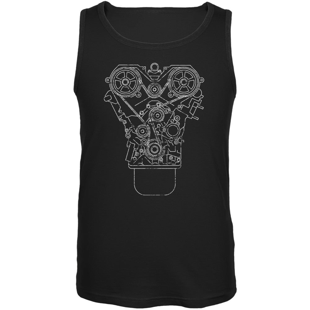 Engine Schematic Black Adult Tank Top Men's Tank Tops Old Glory 2XL Black 