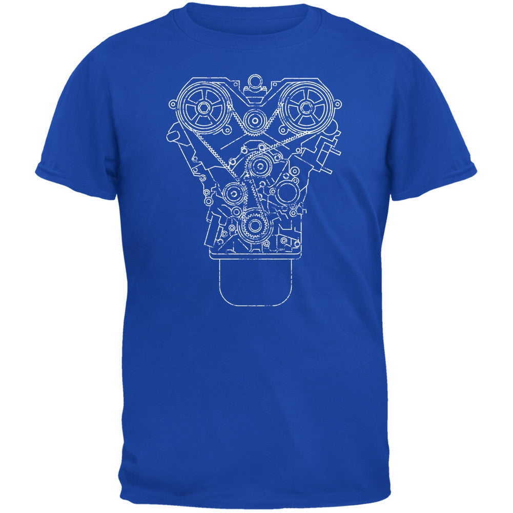 Engine Schematic Royal Adult T-Shirt Men's T-Shirts Old Glory 2XL Blue 