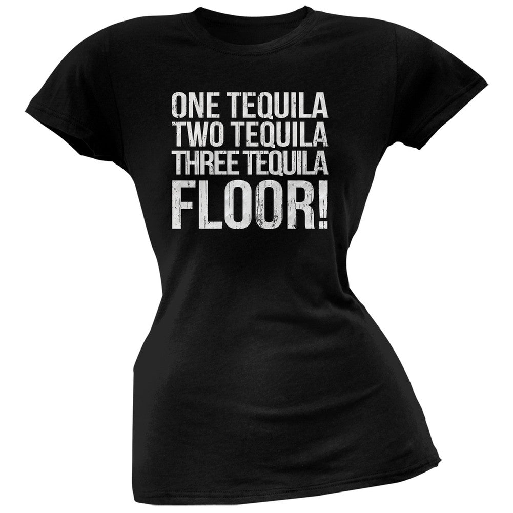 Cinco de Mayo - Tequila Floor Black Juniors Soft T-Shirt Juniors T-Shirts Old Glory   