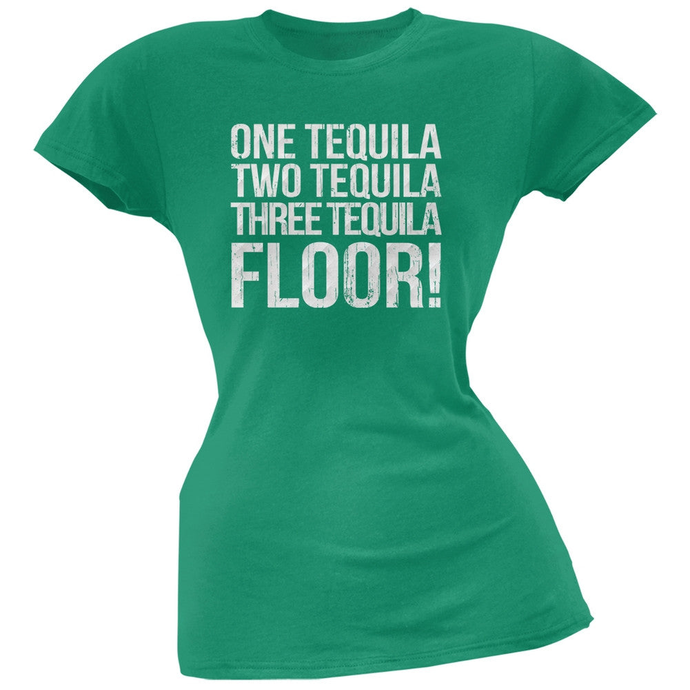 Cinco de Mayo - Tequila Floor Kelly Green Soft Juniors T-Shirt Juniors T-Shirts Old Glory SM Green 