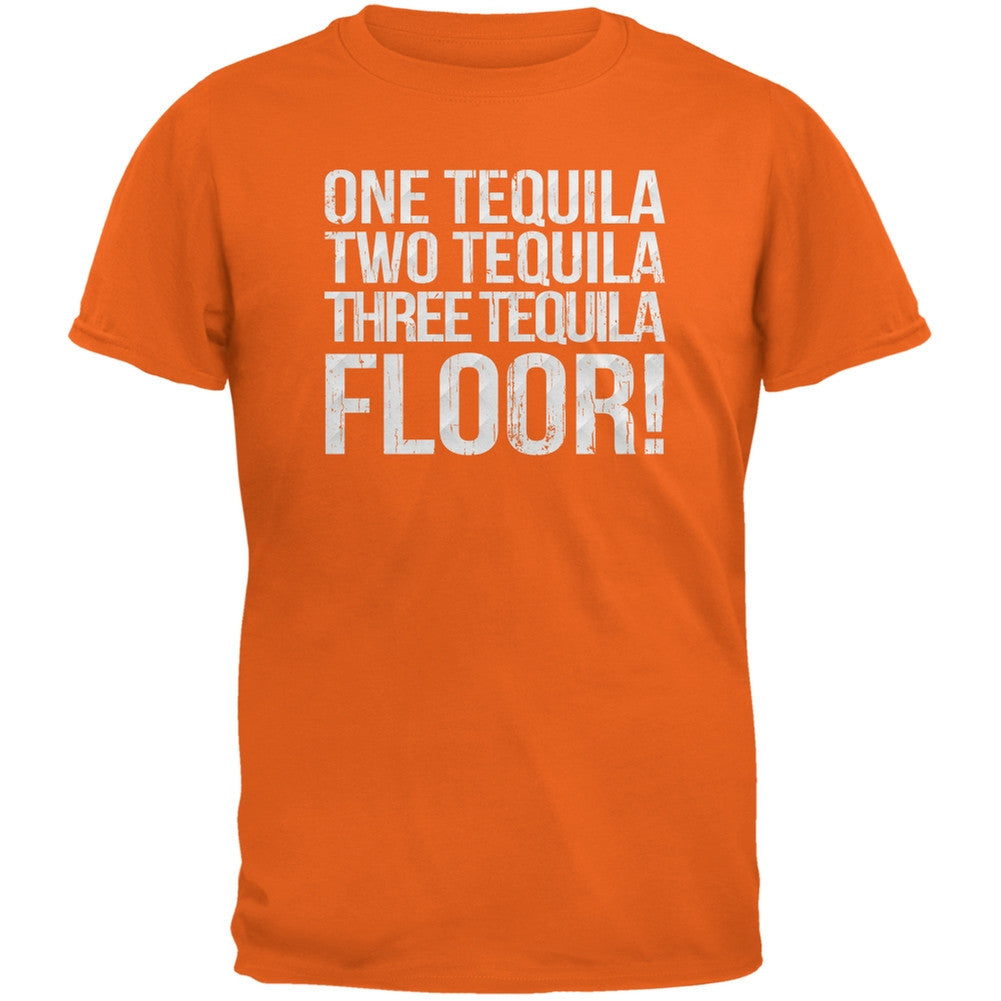 Cinco de Mayo - Tequila Floor Black Adult T-Shirt Men's T-Shirts Old Glory SM Orange 