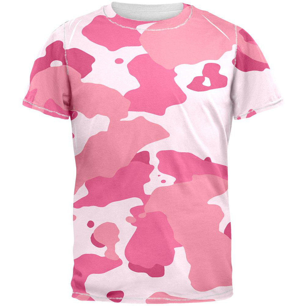 Pink Camo All Over Adult T-Shirt Men's T-Shirts Old Glory 2XL White 