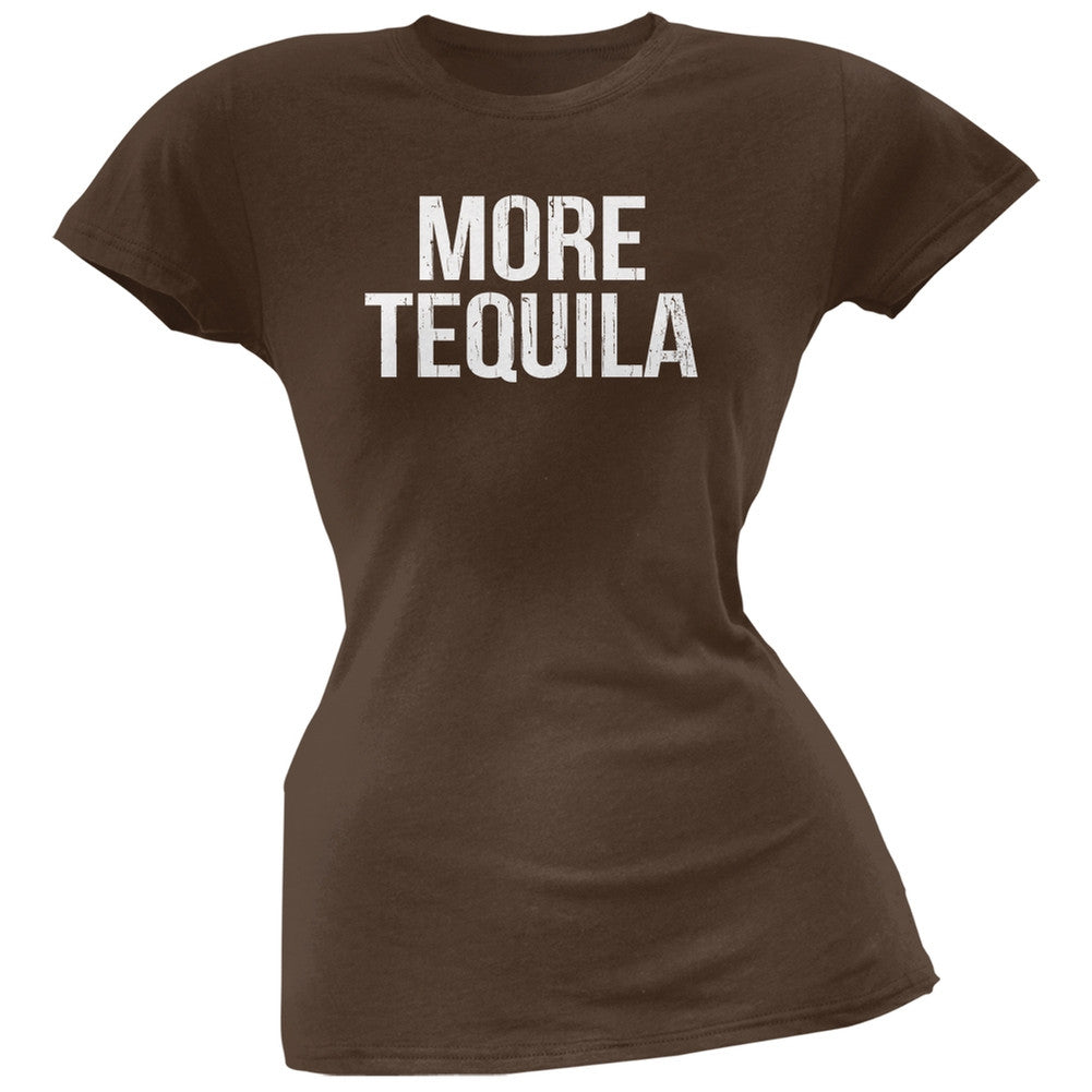 Cinco de Mayo - More Tequila Black Juniors Soft T-Shirt Juniors T-Shirts Old Glory SM Brown 