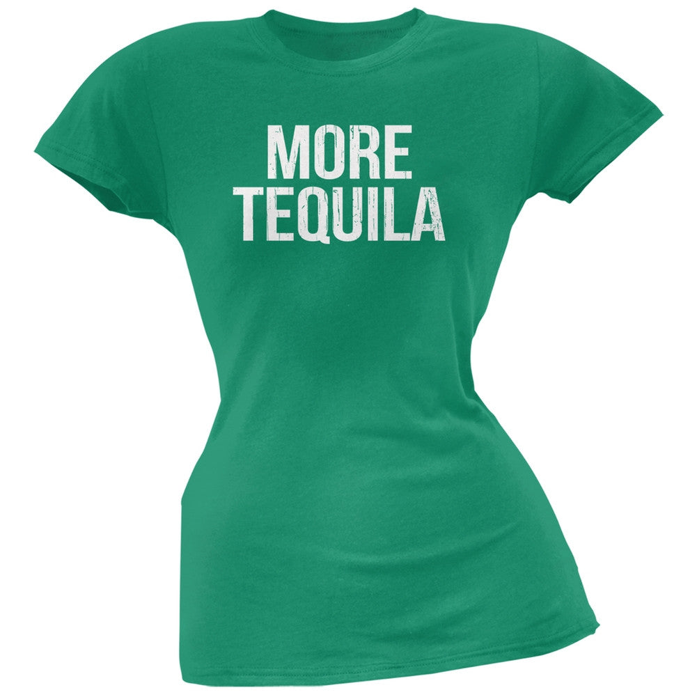 Cinco de Mayo - More Tequila Black Juniors Soft T-Shirt Juniors T-Shirts Old Glory SM Green 