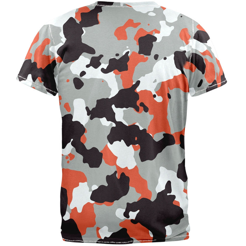 Grey & Orange Camo All Over Adult T-Shirt Men's T-Shirts Old Glory   