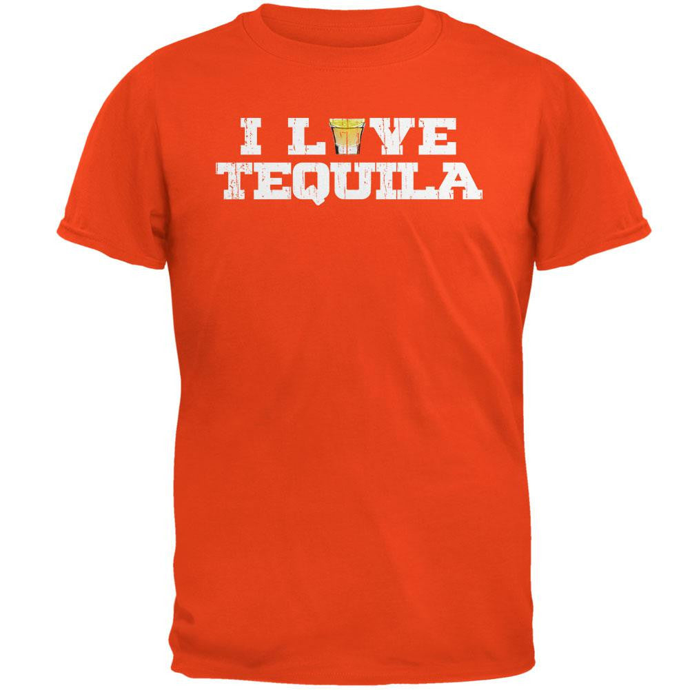 Cinco de Mayo - I Love Tequila Orange Adult T-Shirt Men's T-Shirts Old Glory 2XL Orange 