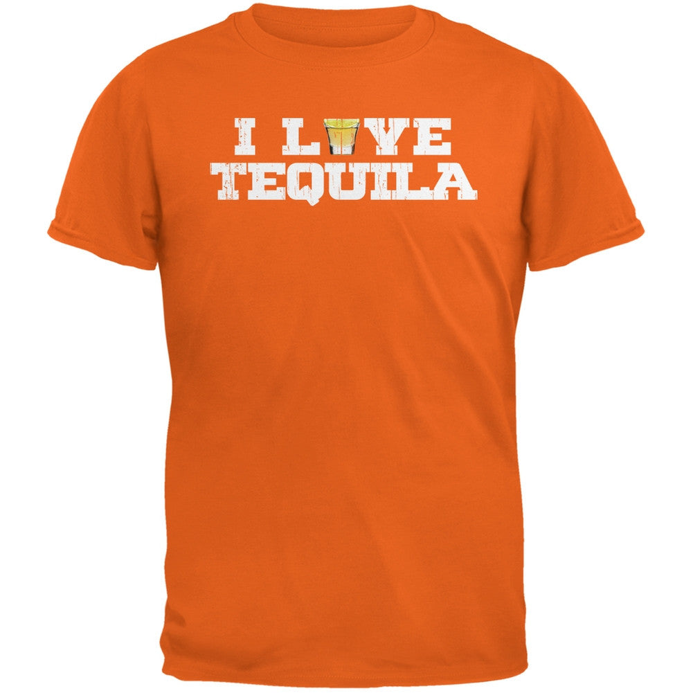 Cinco de Mayo - I Love Tequila Black Adult T-Shirt Men's T-Shirts Old Glory SM Orange 