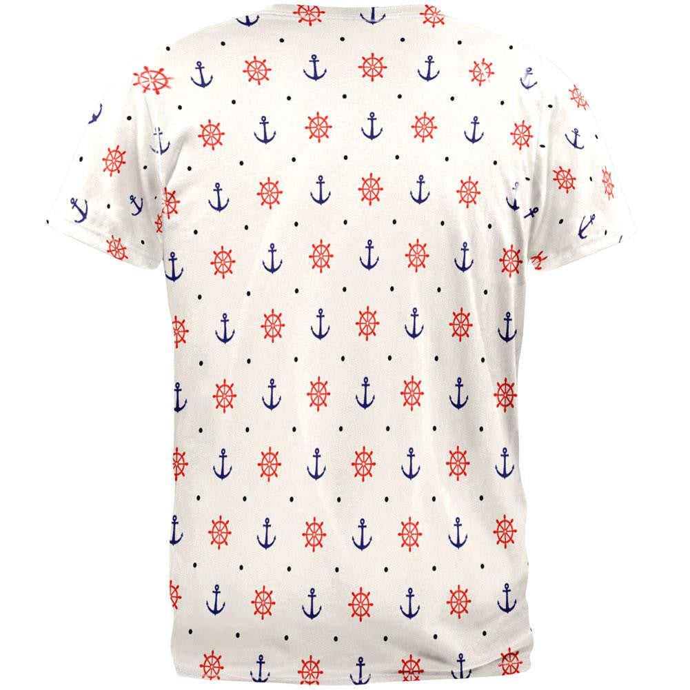 Nautical Pattern All Over Adult T-Shirt Men's T-Shirts Old Glory   