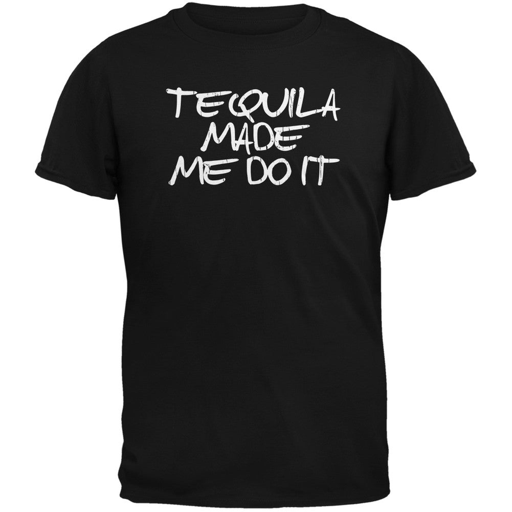 Cinco de Mayo - Tequila Made Me Do It Black Adult T-Shirt Men's T-Shirts Old Glory SM Black 