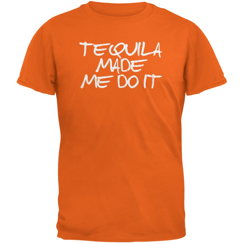 Cinco de Mayo - Tequila Made Me Do It Black Adult T-Shirt Men's T-Shirts Old Glory SM Orange 